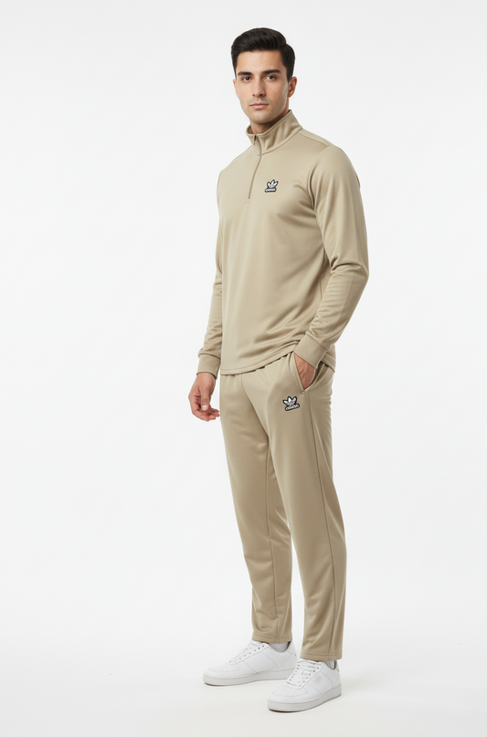 New Safari Waffle Honeycomb Design Tracksuit Set (Zip shirt+Trouser) : Golden