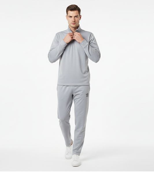 New Safari Waffle Honeycomb Design Tracksuit Set (Zip shirt+Trouser) : Grey