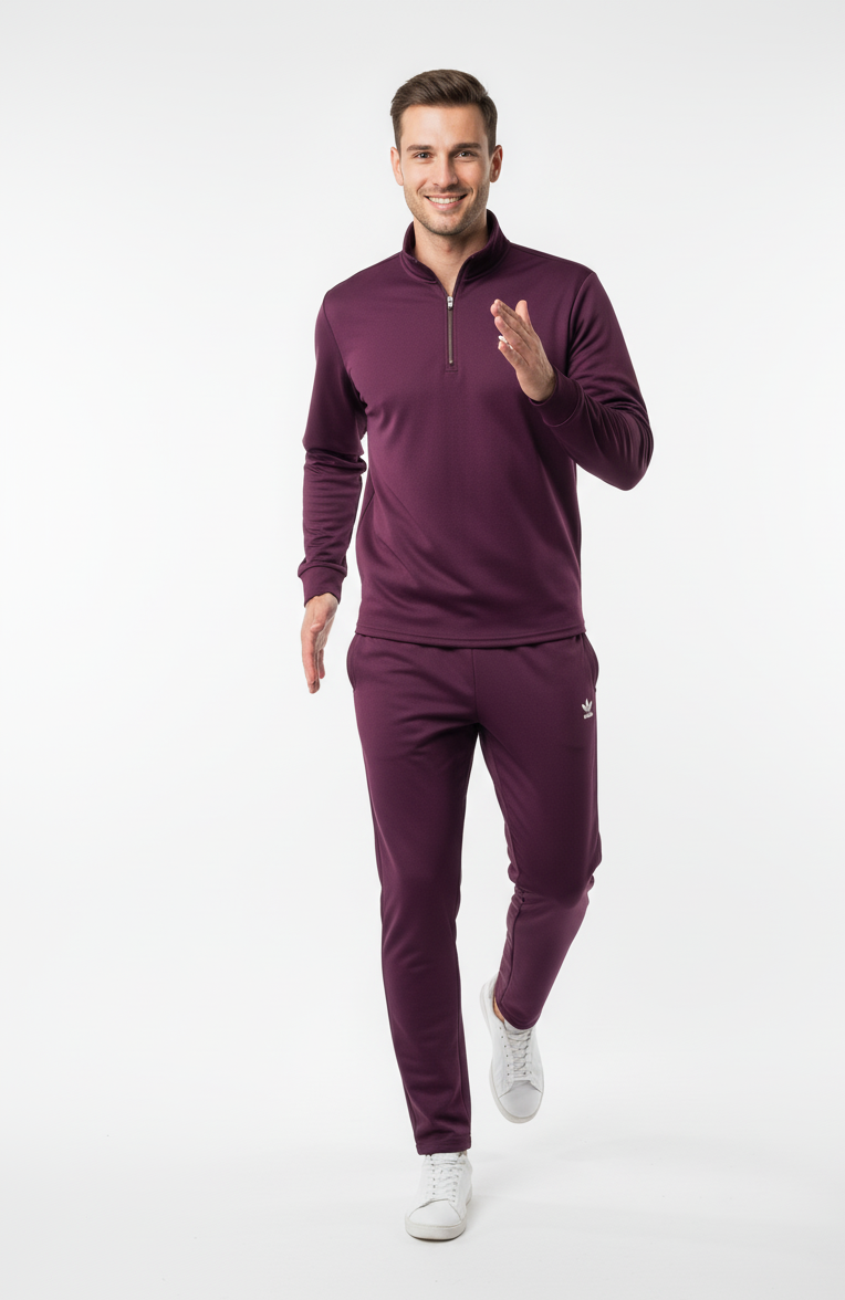New Safari Waffle Honeycomb Design Tracksuit Set (Zip shirt+Trouser) : Mehroon