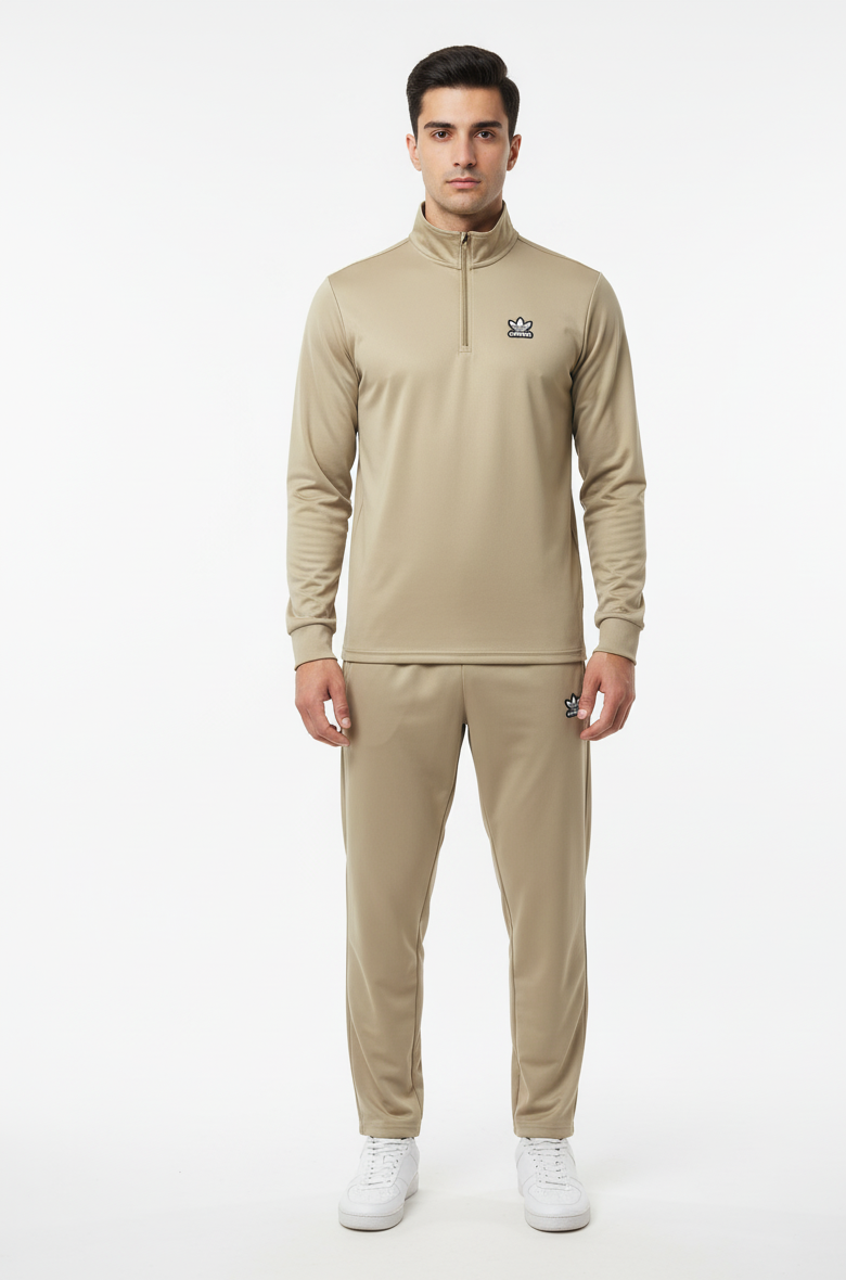New Safari Waffle Honeycomb Design Tracksuit Set (Zip shirt+Trouser) : Golden