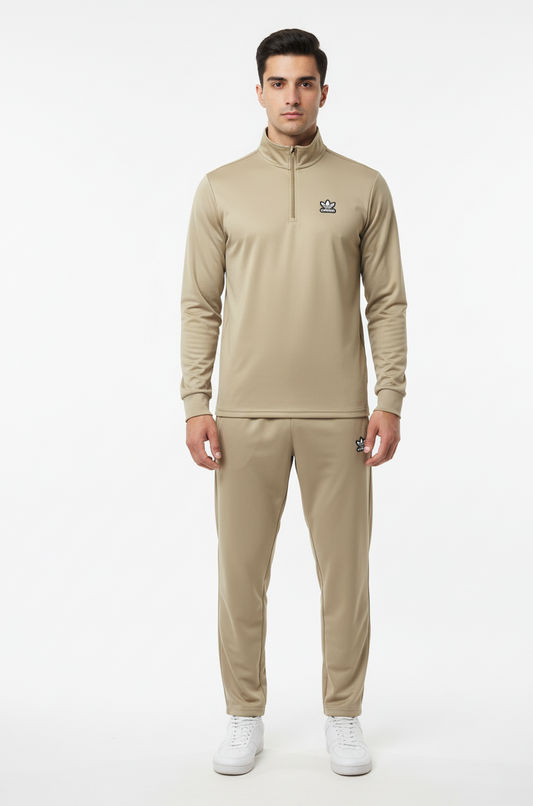 New Safari Waffle Honeycomb Design Tracksuit Set (Zip shirt+Trouser) : Golden
