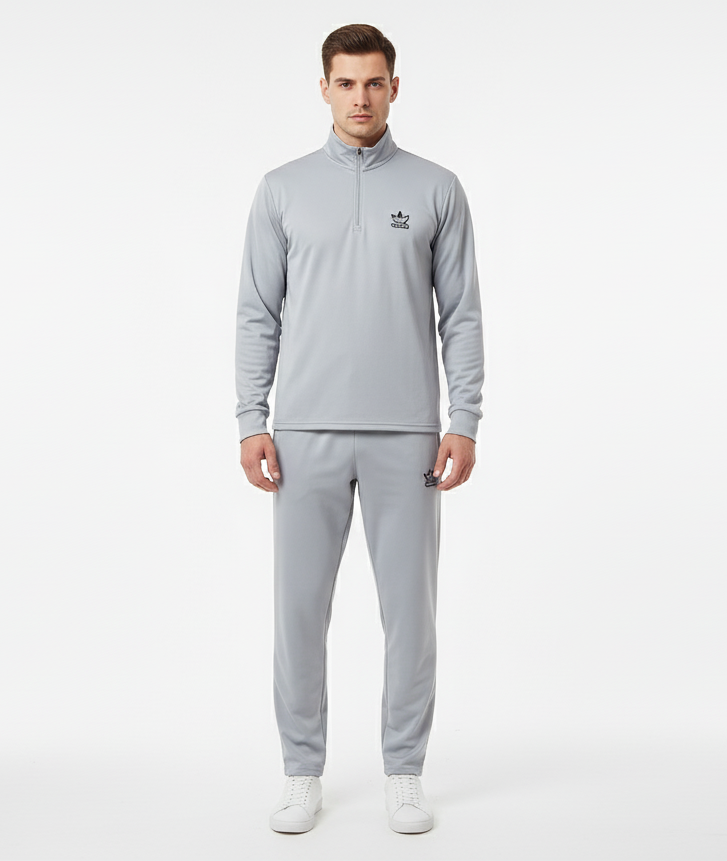 New Safari Waffle Honeycomb Design Tracksuit Set (Zip shirt+Trouser) : Grey