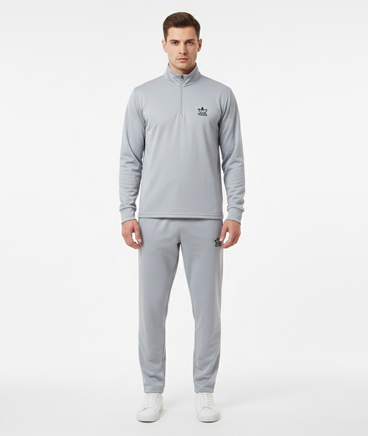 New Safari Waffle Honeycomb Design Tracksuit Set (Zip shirt+Trouser) : Grey