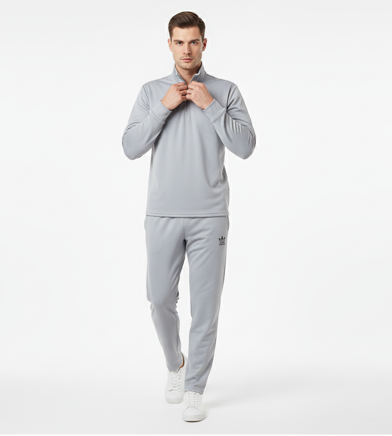 New Safari Waffle Honeycomb Design Tracksuit Set (Zip shirt+Trouser) : Grey